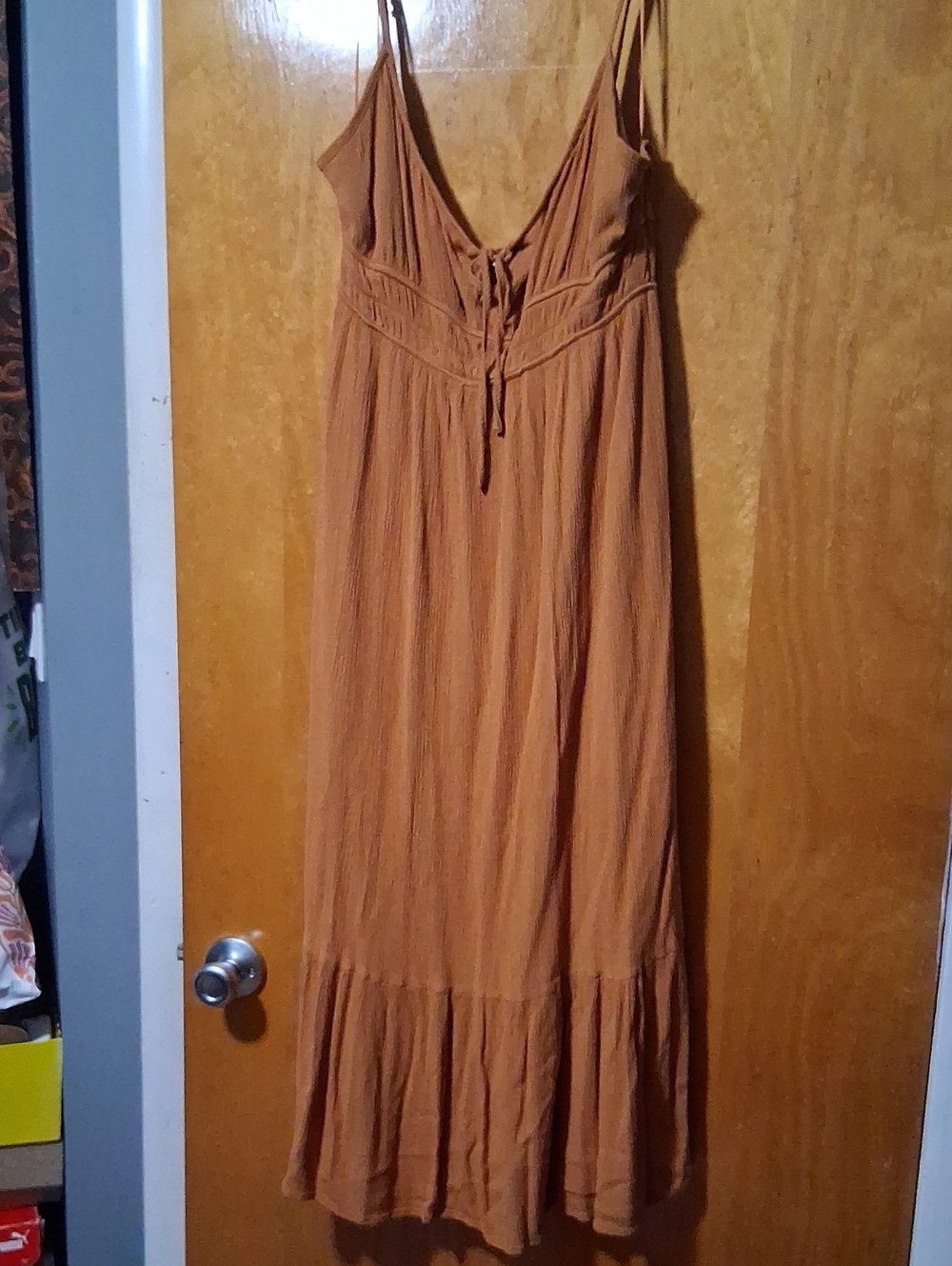 Fashion Nova Rust Orange Maxi Dress with Tie Front